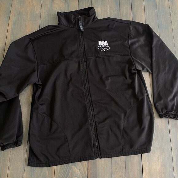 United States US Olympic Committee Black Zip Up Jacket Mens Size XL (N8) - Picture 1 of 8